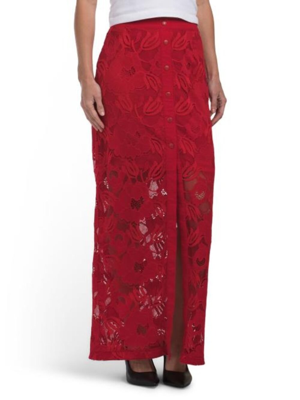 ANATOMIE Ariel Ultralight Lace Button Down Maxi Skirt
